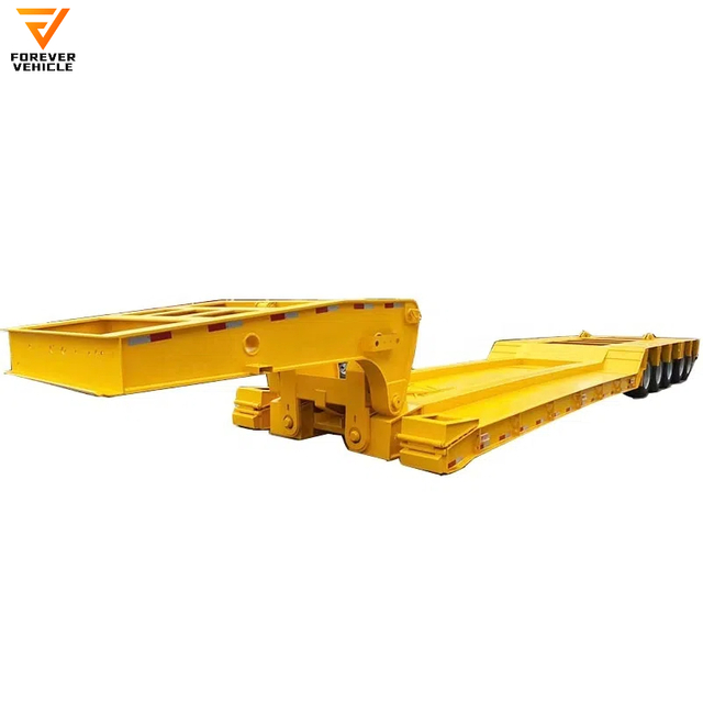 China Brand Heavy Machinery Rgn Trailer 3 Axle 4 Axle 80t Low Bed Detachable Goose Neck Trailer