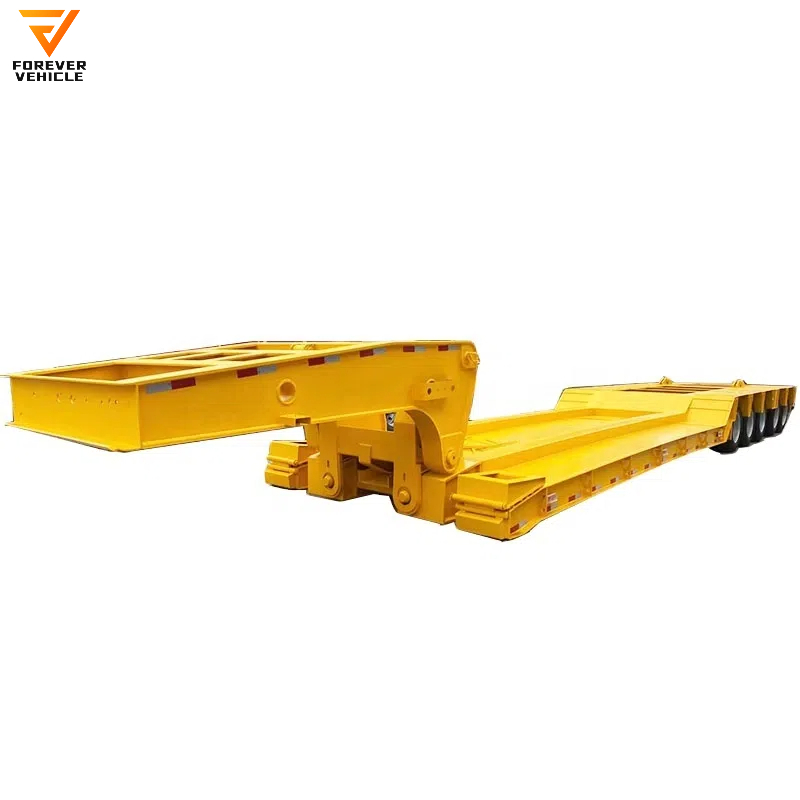 China Brand Heavy Machinery Rgn Trailer 3 Axle 4 Axle 80t Low Bed Detachable Goose Neck Trailer