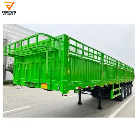 3 Axles 4 Axle 60 Ton Bulk Goods Transport Trailer Dropside Sidewall Fence Semi Trailer