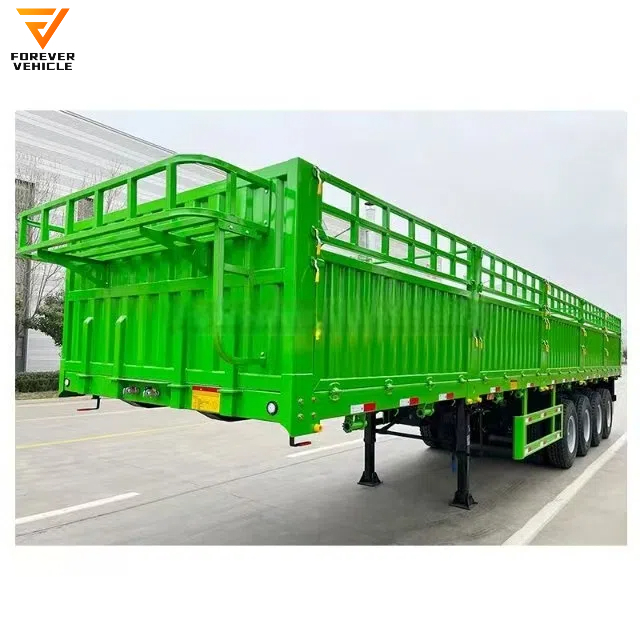 3 Axles 4 Axle 60 Ton Bulk Goods Transport Trailer Dropside Sidewall Fence Semi Trailer